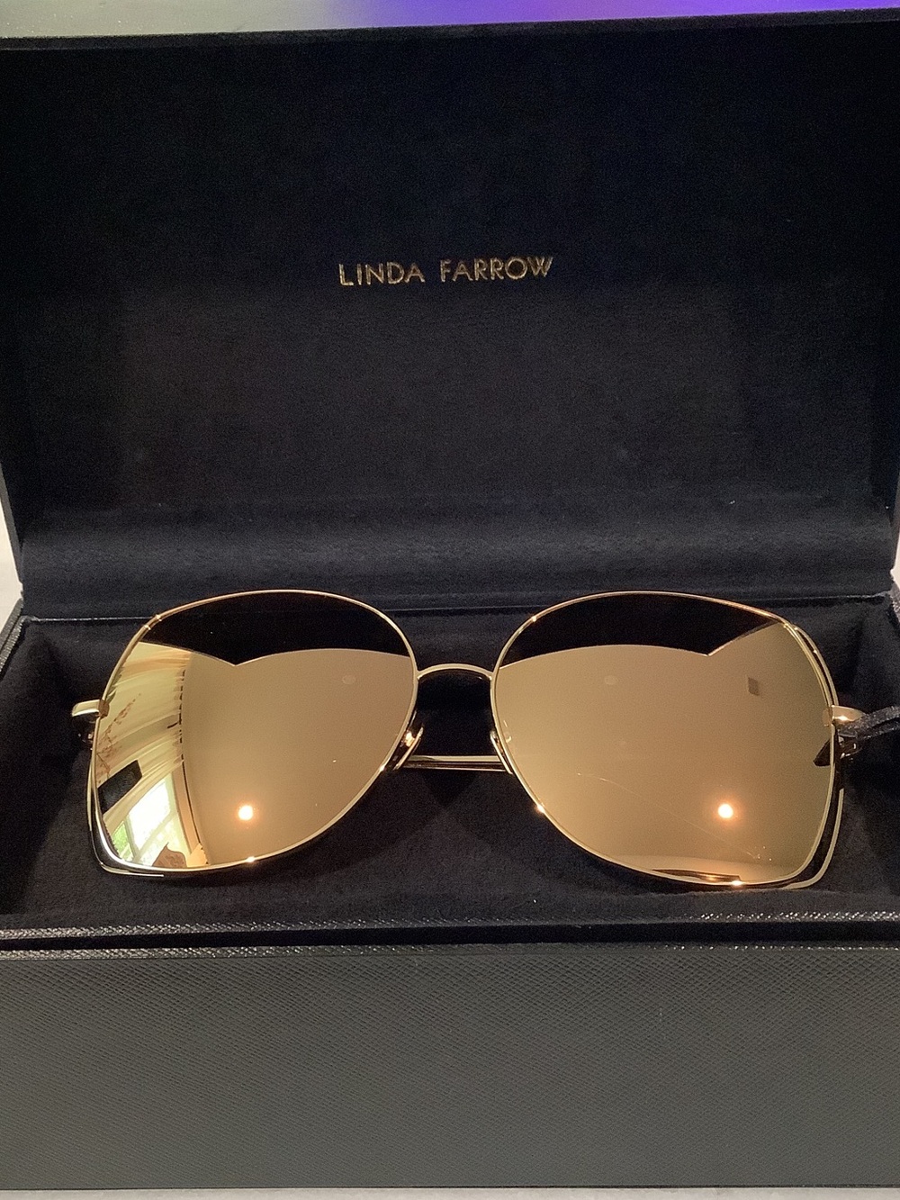 Linda Farrow 590 C2 Oversized White Gold Mirrored Sunglasses, Brand New